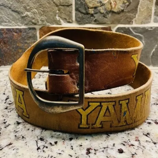 Vintage Yamaha Leather Belt Distressed Light Brown Size 30