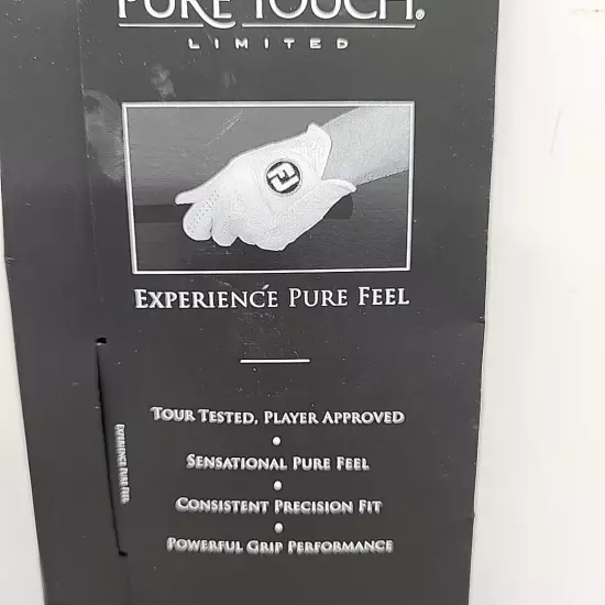 NEW FootJoy Men's Pure Touch Limited Golf Gloves White Medium Worn on Left Hand