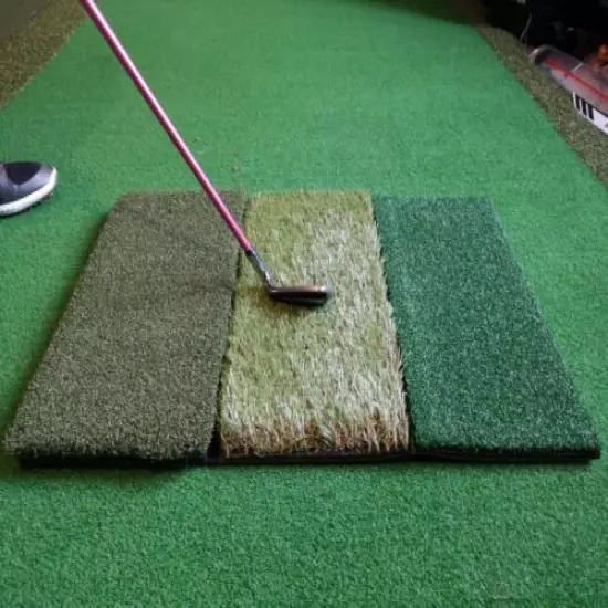 Tri-Turf Golf Hitting Grass Mat Realistic Fairway & Rough Portable Driving Train