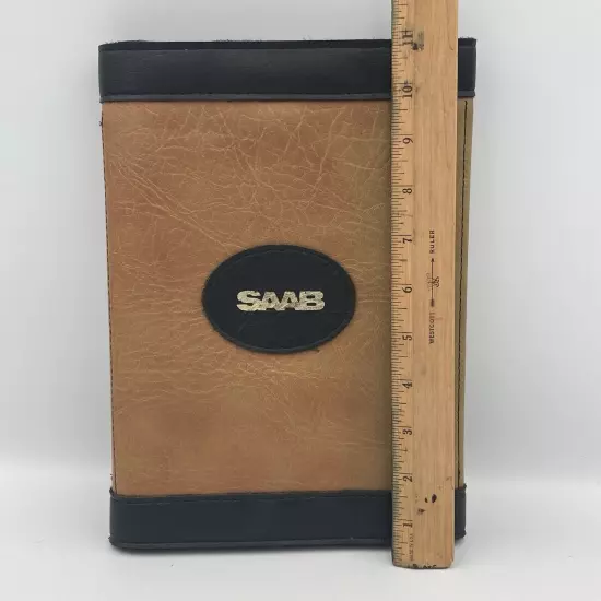 VTG SAAB Brown Black Faux Leather 8 X 11 Folding Glovebox Document Holder 1980s