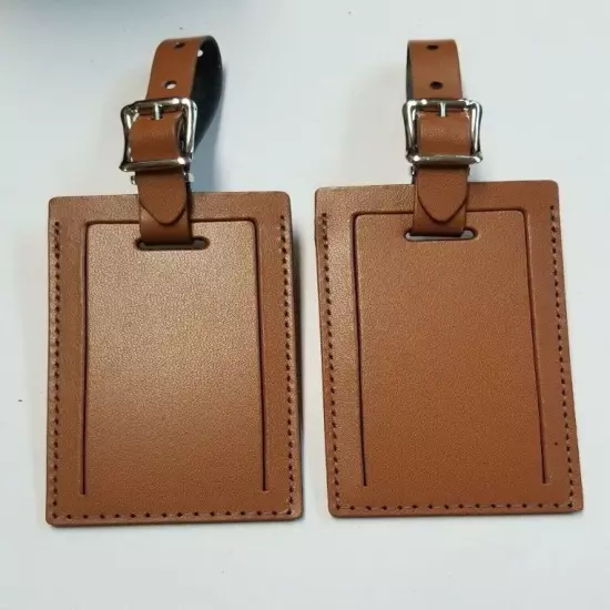 Curry's Leather Travel ID Business Card Luggage Tag Lot of 2 Made in the USA