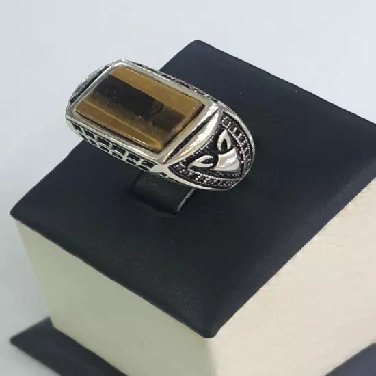 Tiger Ring Men Silver 925,Yemen,Aqeeq,,Rare,Royal,Luxuryخاتم عقيق يمني تايجر