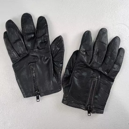 Men's black Leather Motorcyle Gloves X Large with Zipper