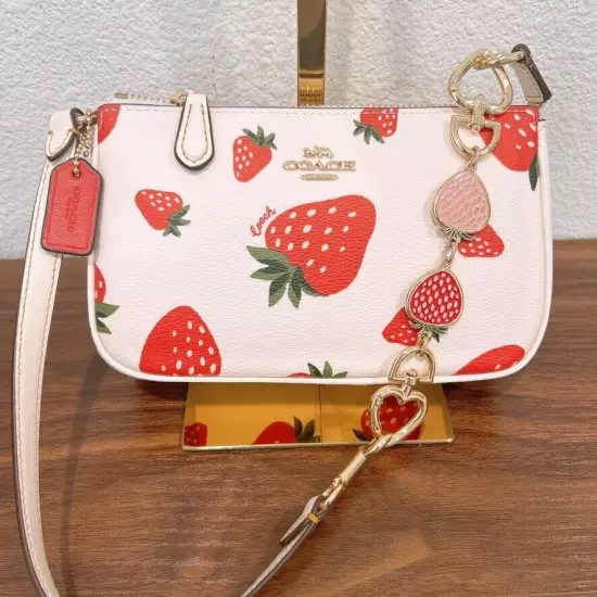 Nwt Coach Nolita 19 With Strawberry Print CH533 + Extended Chain Strawberry