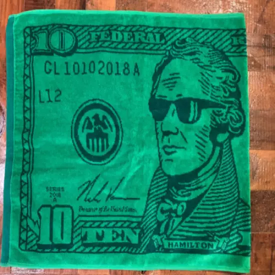 Swag Golf $10 Hamilton Presidents Day Green Money Tour Towel