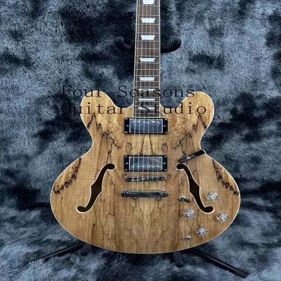 Custom Semi-Hollow ES-335 Natural Electric Guitar Chrome Hardware Maple Neck