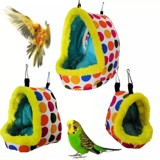 Pet Nest Plush Bird Cave Cage Warm Hanging Sleeping Bed Hut Tent Parrot Hammock