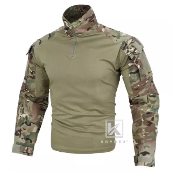 KRYDEX G3 Combat Shirt Long Sleeve with Elbow Pads Tops Camo Multicam Airsoft