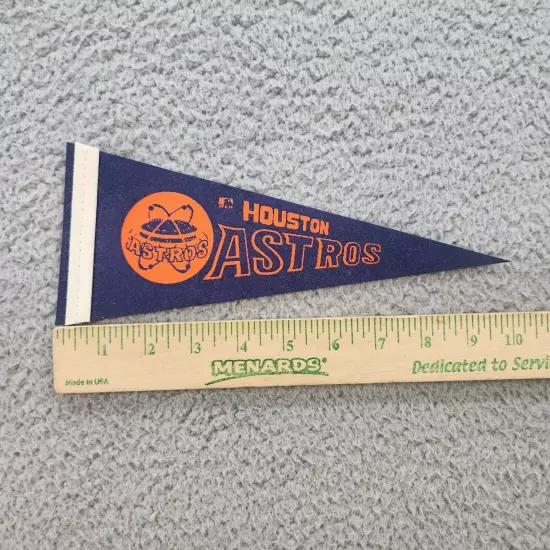 Vintage Houston Astros Pennant Mini Felt MLB Blue Orange Baseball 10 in