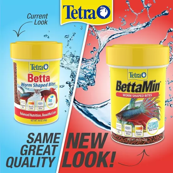 Tetra Bettamin Worm Shaped Bites 0.98 Ounce, Complete Diet for Bettas