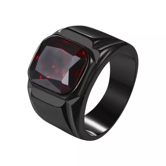 Men's Stainless Steel Black Square Signet Ring Onyx Biker Pinky Band Size 8-13