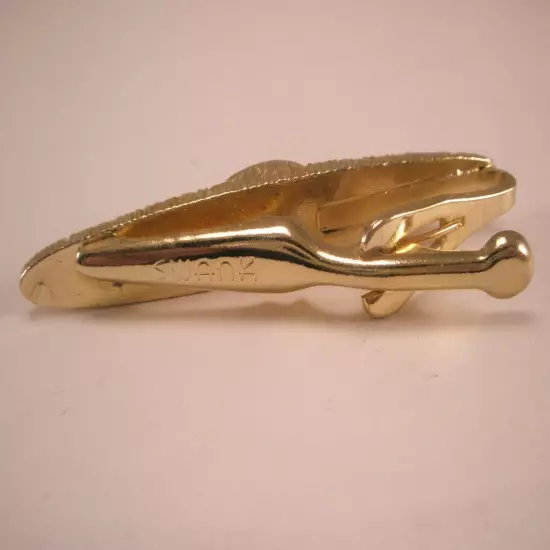 2-1/4" Gold Tone & Root Beer Brown Cabochon Vintage SWANK Tie Bar Clip