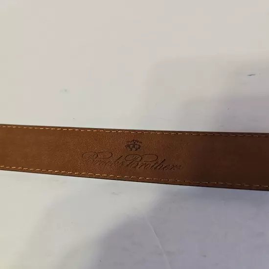 Brooks Brothers Mens Smooth Brown Belt Gold Color Buckle Size 42 Leather 