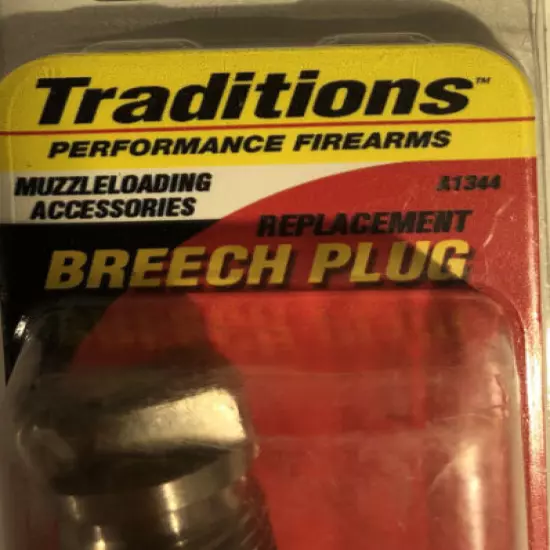 Traditions Replacement Breech Plug-A1344 Fits Standard Nipples W M6x1 Thread NEW