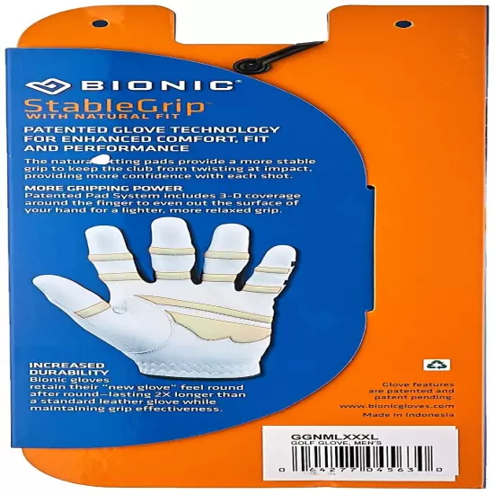 Bionic StableGrip with Natural Fit Golf Glove - White (3X-Large, Left)