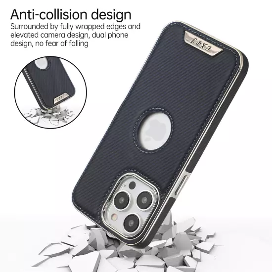 For iPhone 16 Pro Max 15 14 13 12 11 Carbon Fiber Magnetic Plating Mag-Safe Case