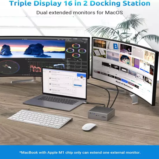 Docking Station for MacBook Pro Air (Not for M1) Dual 4K Monitor VGA HDMI RJ45