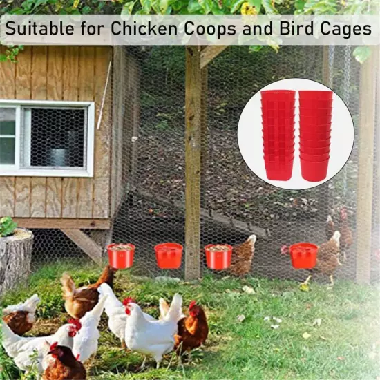 20Pcs Chickens Feeders for Cage,Hanging Chicken Water Feeder Cup T7L63627