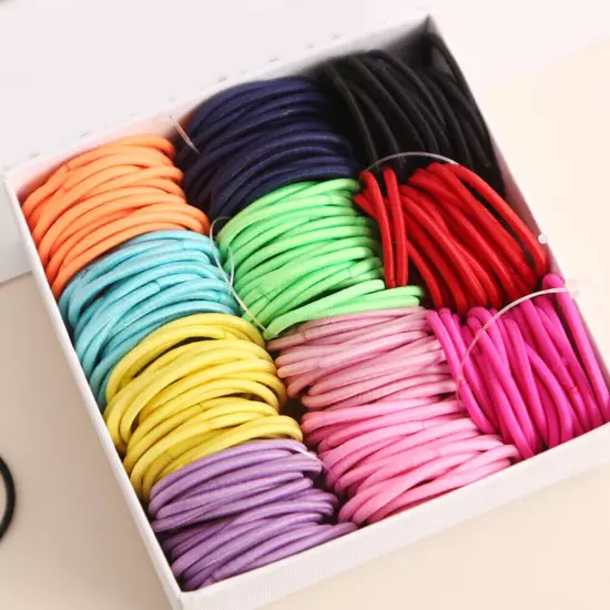 100Pcs Girls Kids Elastic Rubber Hair Bands Ponytail Holder Head Rope Ties DIY*