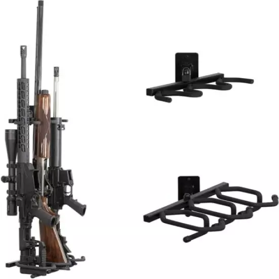 Rifle Shotgun Gun Holder Wall Mount Rack Storage Hanger Steel Metal Black 3-Slot