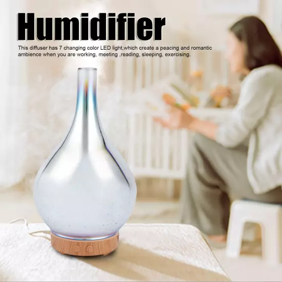 100ml Glass Essential Oil Aroma Diffuser Colorful Light Ultrasonic DS