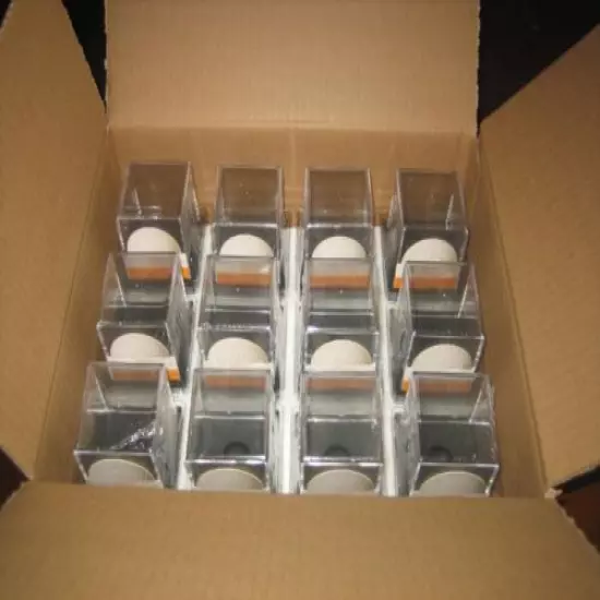 Case of (12) Golf Ball Display Cases Cubes - Clear Plastic with Black Base