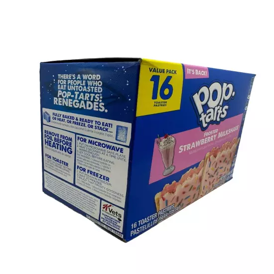 POP TARTS | FROSTED STRAWBERRY MILKSHAKE FLAVOR | 16 CT | 27 OZ BOX |