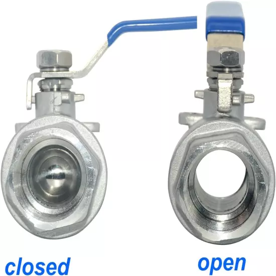 2Pcs 316 Stainless Steel 1.5" Full Port Ball Valve with Heavy Duty Blue Vinyl x