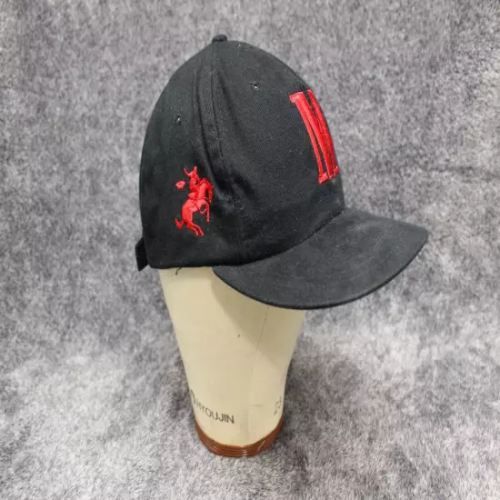 Vtg Vanguard Marlboro black logo horse spellout adjustable strapback hat cap