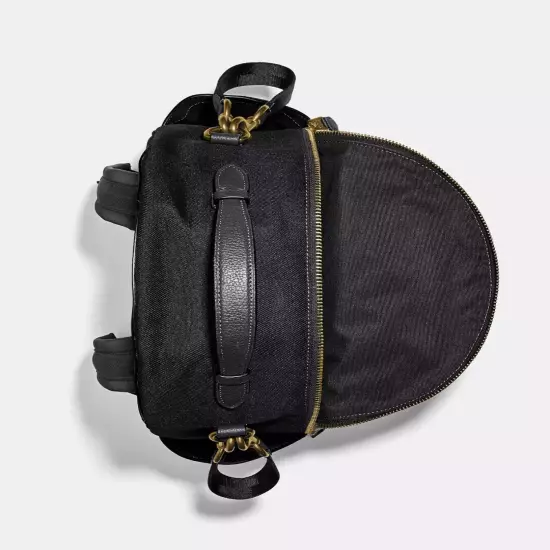 Coach Brass/Black Nylon & Polished Pebble Leather Baby Backpack (99290) - NWT