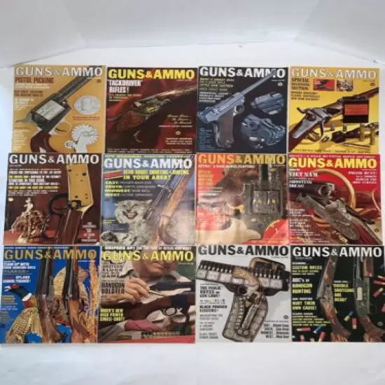 VINTAGE Guns & Ammo Magazine 1967 & FULL YEAR 1966 LOT OF 22 Shooting hunting