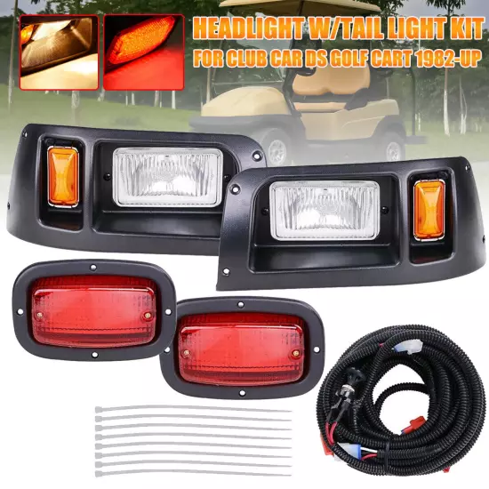 For Club Car DS 1982 and UP Red & Amber Light Kit Headlight Tail Light Halogen