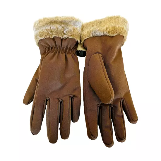 HEAD Ladies Brown/Carmel/Tan Gloves with Faux Fur Cuffs very warm sz Med