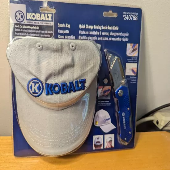 Kobalt Quick Change Folding Lock Back Knife and Kobalt Sports Cap NIB