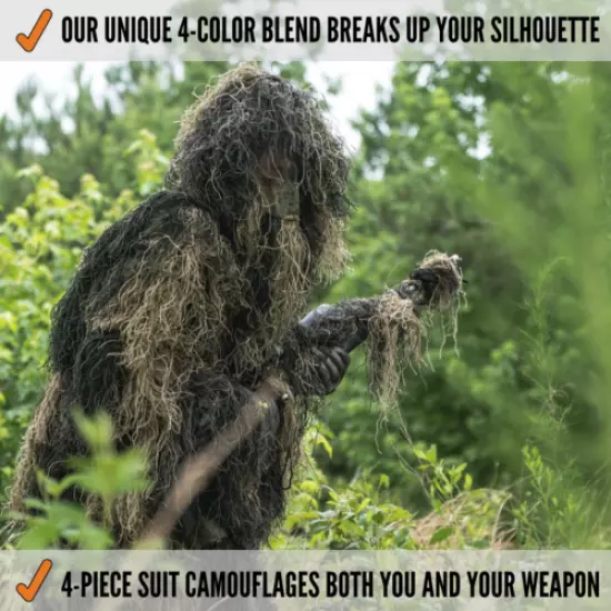 Arcturus Warrior Ghillie Suit | Woodland | 4-Piece Hunting Camo Suit