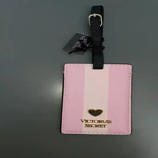 Victoria Secret signature striped luggage tag brand new pink/white 