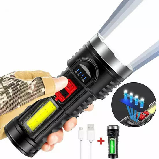 1/2/3x LED Super Bright Flashlight USB Rechargeable Torch Tactical Lamp+ Battery