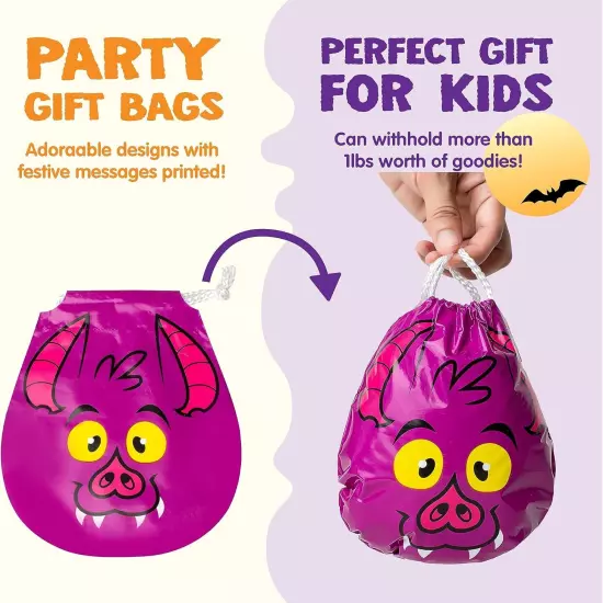 JOYIN 72PCS Halloween Drawstring Goody Bags for Treats Multi Color 