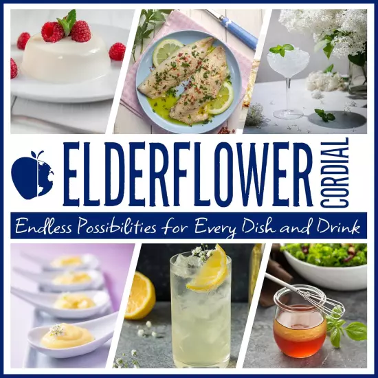 Elderflower Syrup, 60% Real Fruit, 3 Ingredient Elderflower Cordial, Floral & F