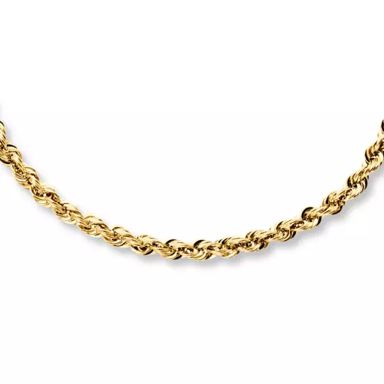 14K Solid Yellow Gold Necklace Rope Chain 16'' 18" 20" 22" 24" 26" 28" 30" 2MM