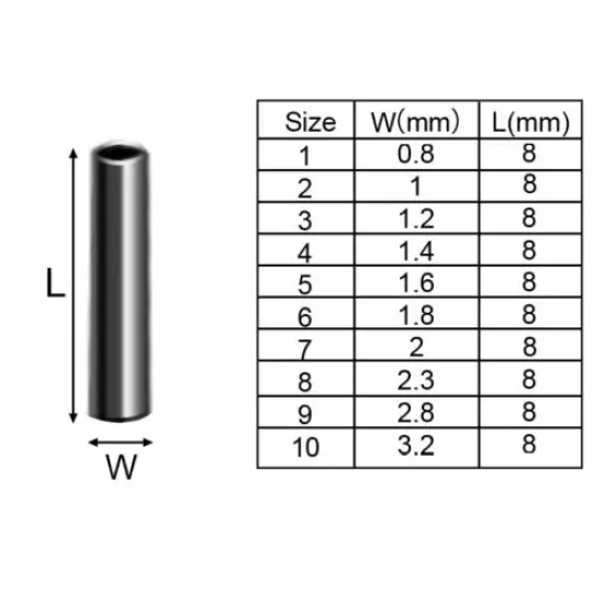 Single Barrel Crimp Sleeves Fishing Line Wire Leader Copper Tube Connector