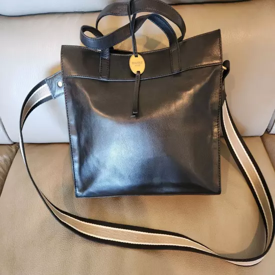 Margot New York Black Leather Casey Crossbody Tote bag Purse