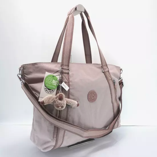 Kipling Skyler Large Shoulder Bag Zip Tote TM5601 Polyamide Dusty Taupe $139 NWT