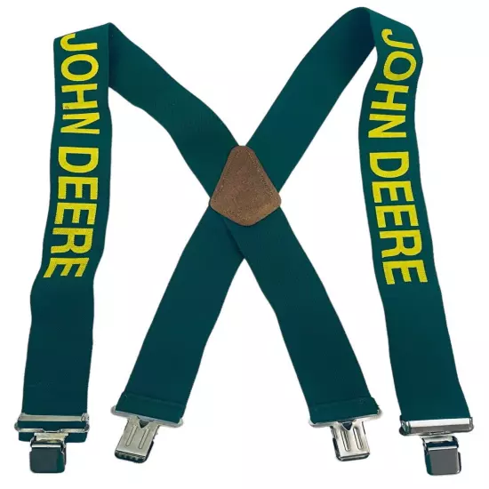 Vintage John Deere Suspenders Green Adjustable Elastic Logo - NICE!