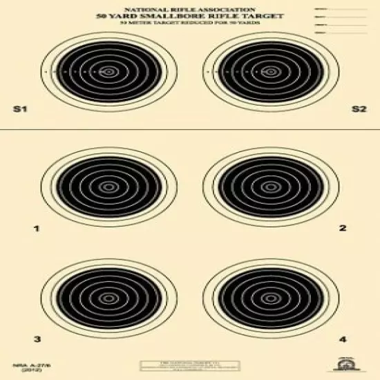 Official NRA A-27 50 Yard Smallbore Rifle Targets, on Tagboard, 14" x 24"