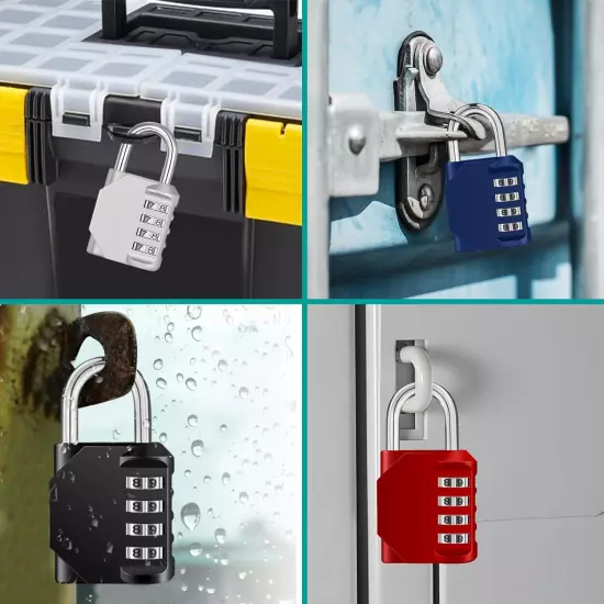 Lock, 4 Digit Combination Padlock Outdoor, School Lock, Gym Lock and Black Lock