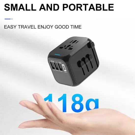 International Universal Travel Adapter 3 USB &Type-C Outlet Converter Plug Power