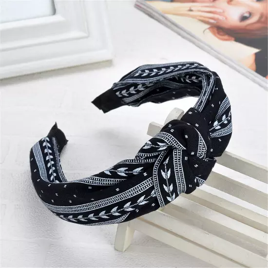 Ladies Print Head Hoop Headband Middle Cross Knotted Hairband Hair Accessories ღ