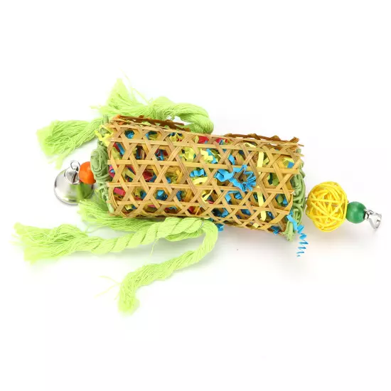 Bamboo Woven Bird Bite Toy Chew Training Paper Silk Cotton Rope Bird Hanging AD5