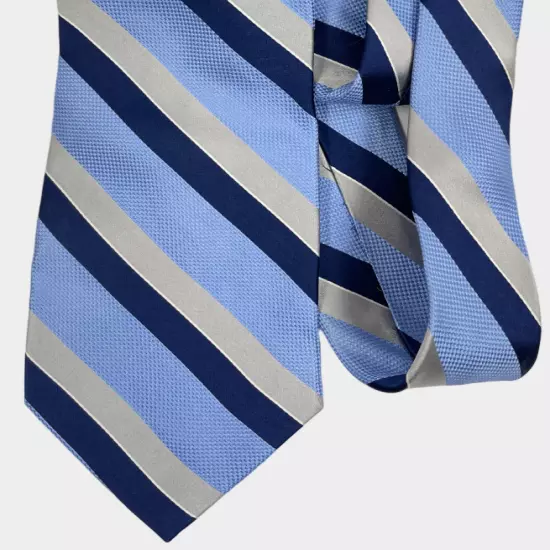 Calvin Klein Blue Gray Striped Regimental Repp Silk Tie Men's 3.8" x 57"